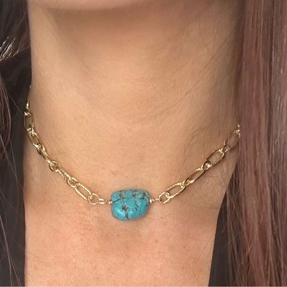 14k Gold Filled Magnesite Choker Necklace 13.5 inches
